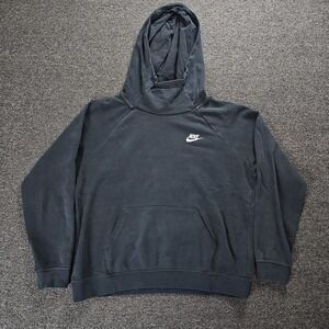 Nike Cowl Neck Hoodie Mens Medium Pullover Black Sweatshirt Long Sleeve